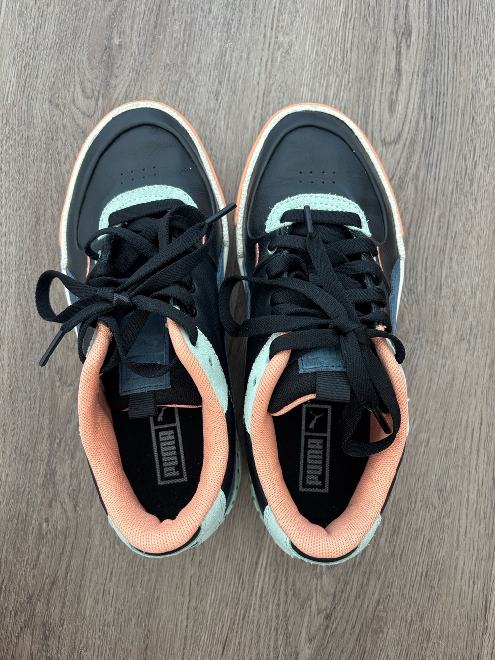 New Puma Cali Sport Mix Colorblock Platform Sneaker Black Marshmellow - Picture 3 of 12
